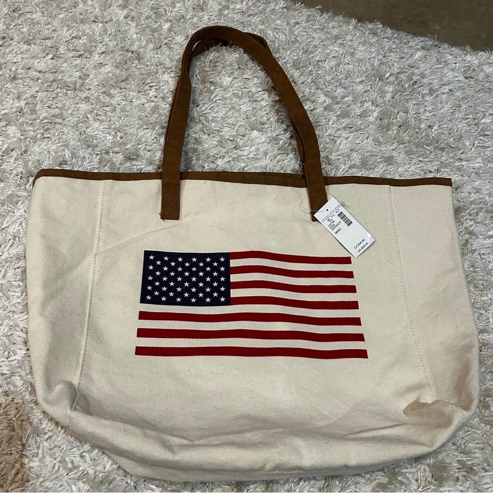 Maurices Canvas Tote with Red and Brown Accents